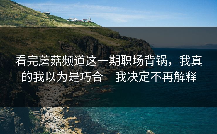 看完蘑菇频道这一期职场背锅，我真的我以为是巧合｜我决定不再解释  第1张