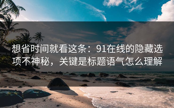 想省时间就看这条：91在线的隐藏选项不神秘，关键是标题语气怎么理解  第1张