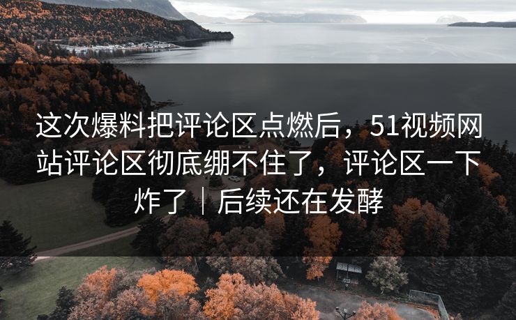 这次爆料把评论区点燃后，51视频网站评论区彻底绷不住了，评论区一下炸了｜后续还在发酵  第1张